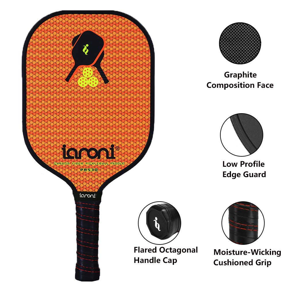 Graphite Pickleball Set with 2 Paddles, 4 Outdoor Balls, and Bag.  Lightweight for Beginner to Intermediate Players. Honeycomb Polymer core  for Optimal